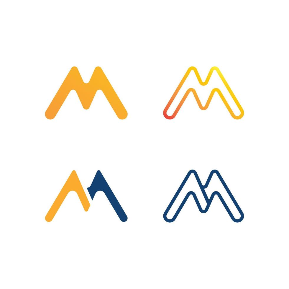 Identità del modello di progettazione del logo della lettera m e del carattere vettore