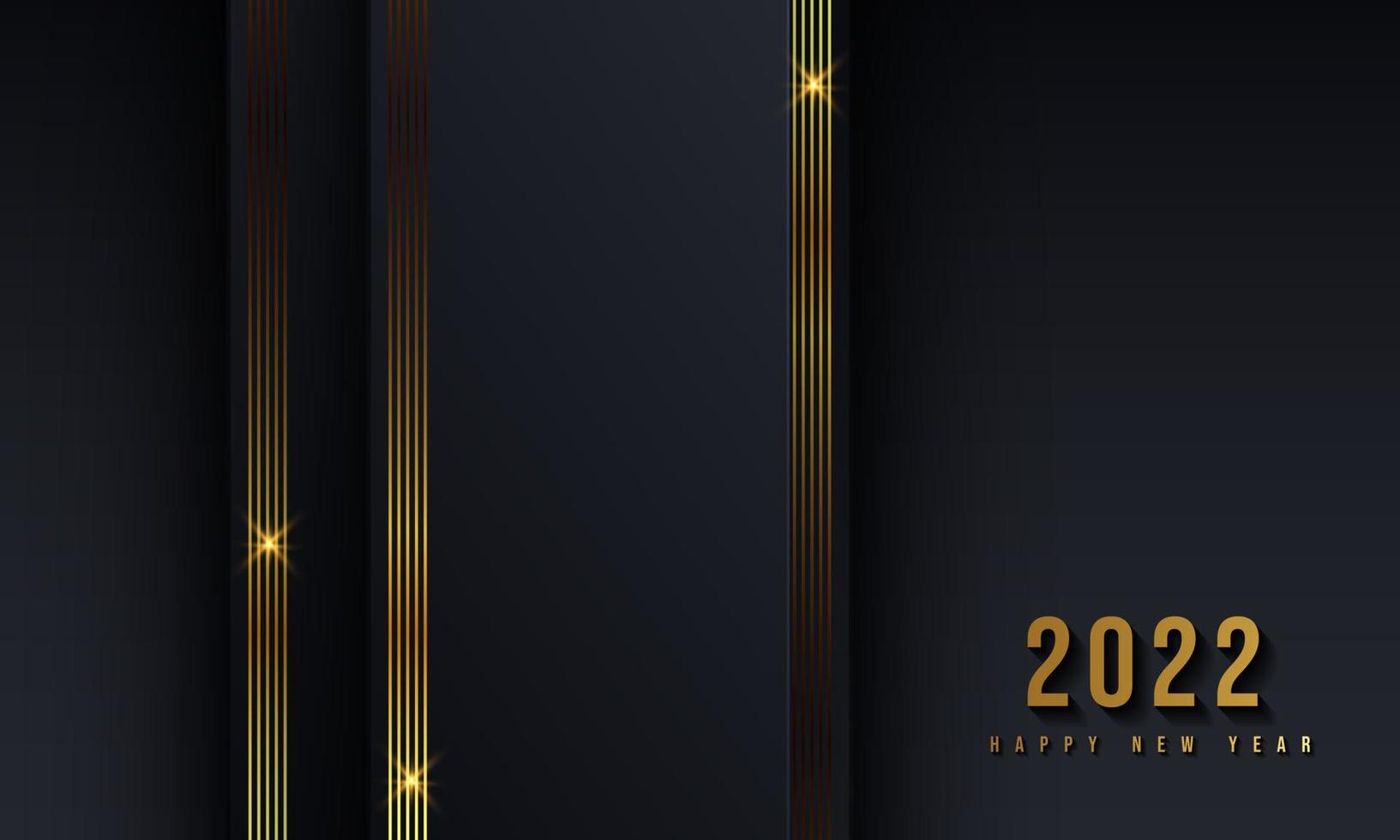 felice nuovo anno 2022 elegante fondo oro linea oro, ombra profonda e luce. modello di testo minimalista vettore