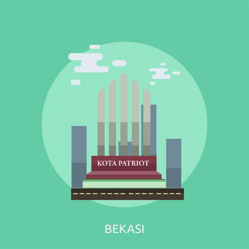 Progettazione concettuale dell&#39;illustrazione della città di Indonesia di Bekasi vettore