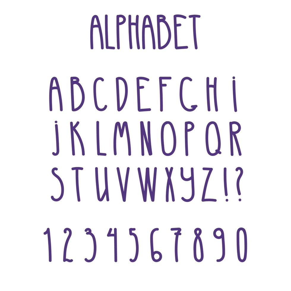 carattere alfabeto carino semplice. lettere maiuscole di scarabocchio. vettore