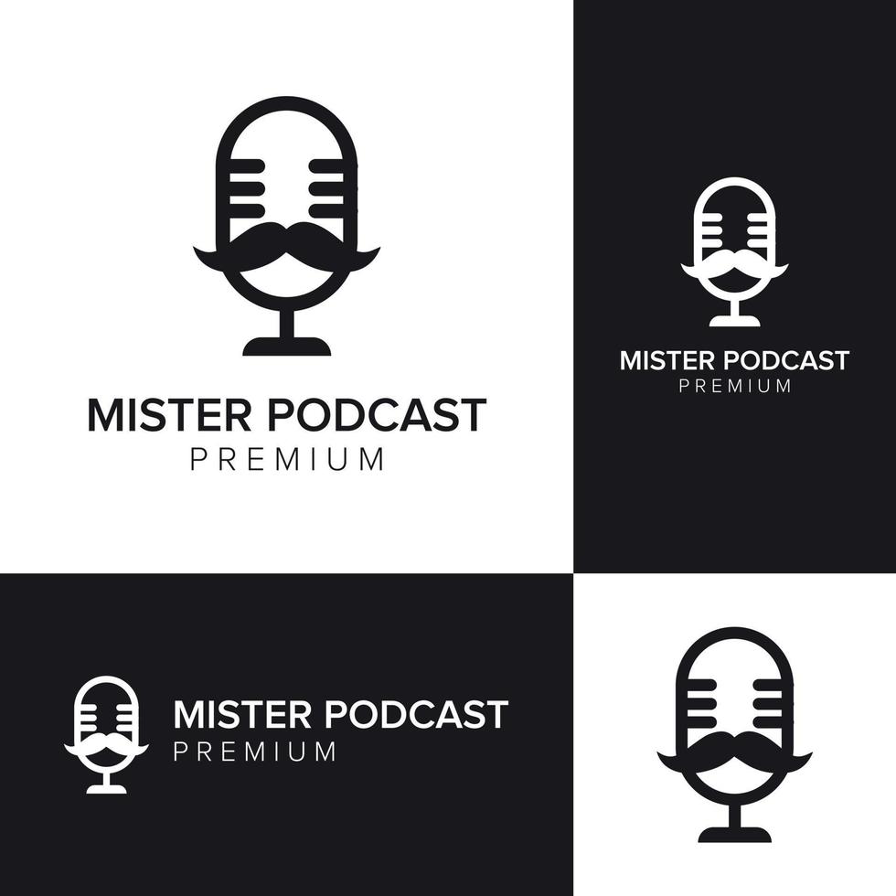 modello di vettore dell'icona del logo del signor podcast