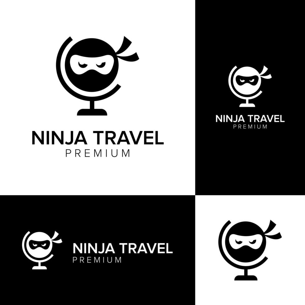 modello di vettore dell'icona del logo di viaggio ninja