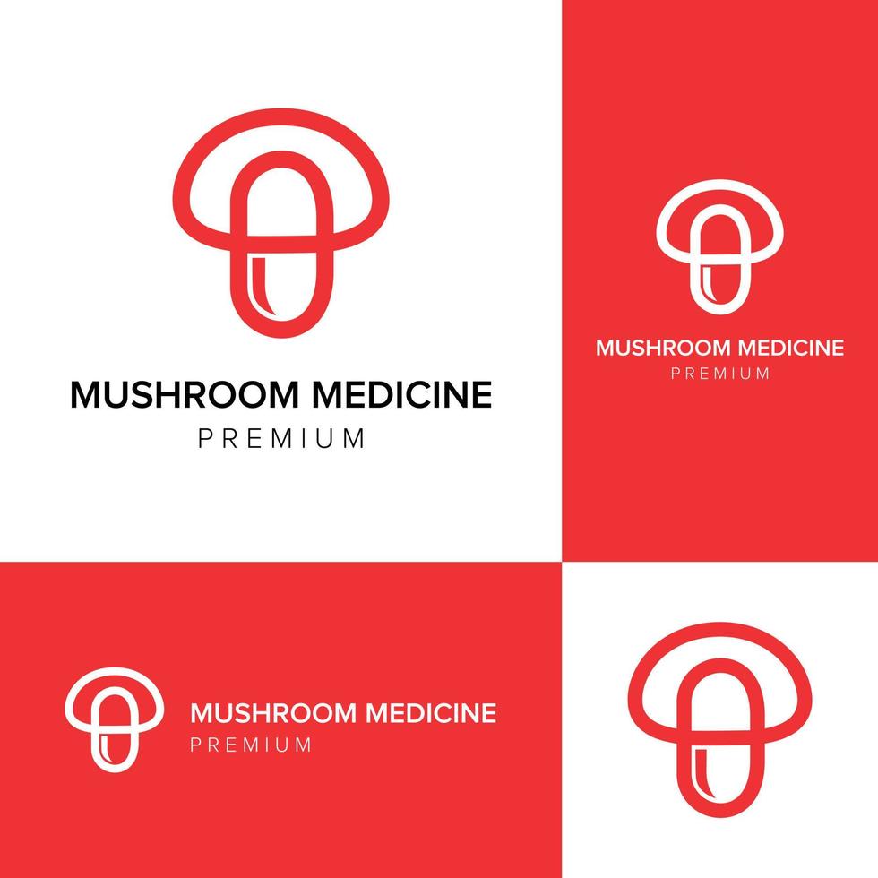 modello di vettore dell'icona del logo della medicina dei funghi