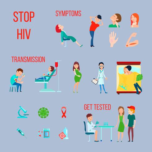 Set di icone di infezione da HIV HIV vettore