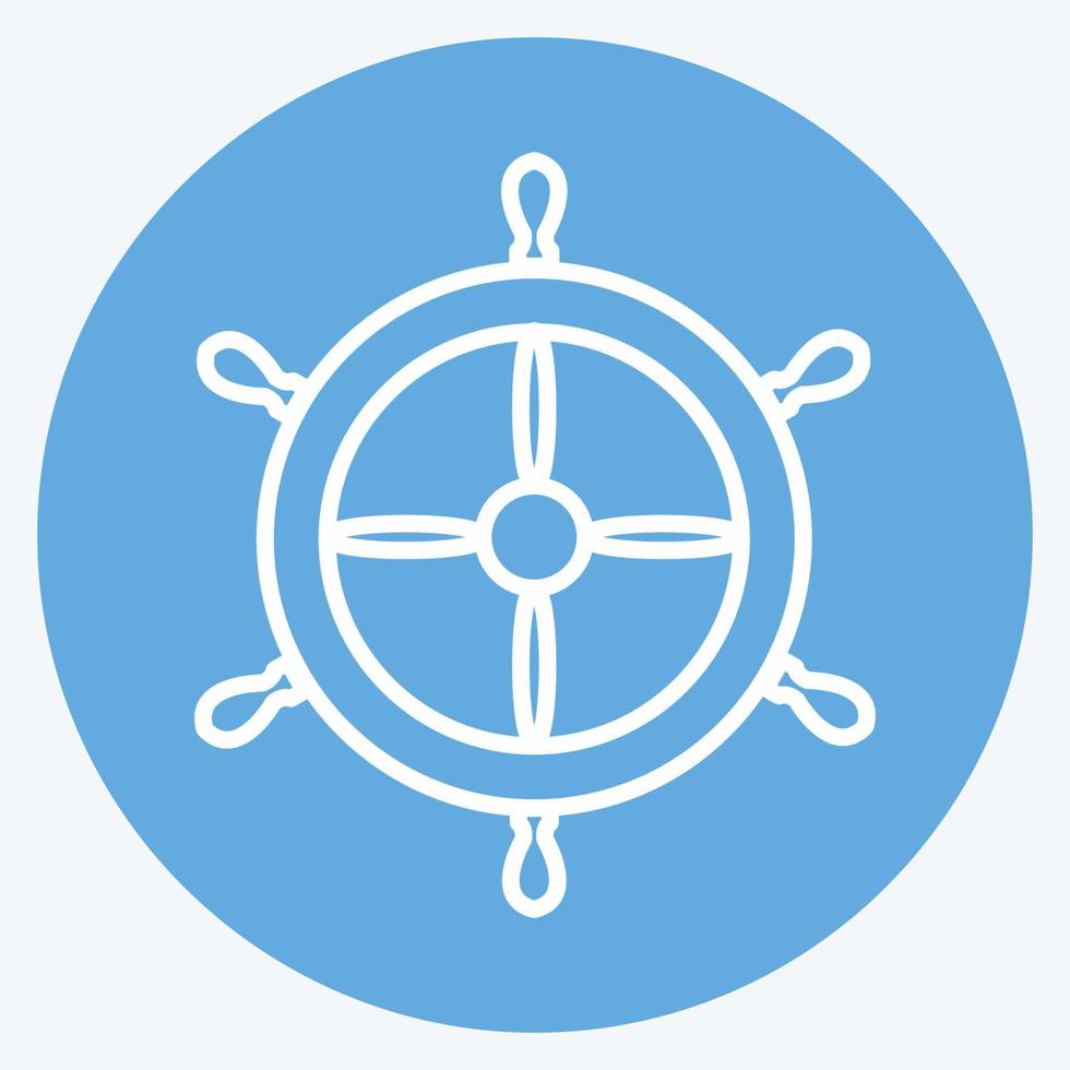 icona ruota della nave - stile occhi azzurri - illustrazione semplice, tratto modificabile vettore