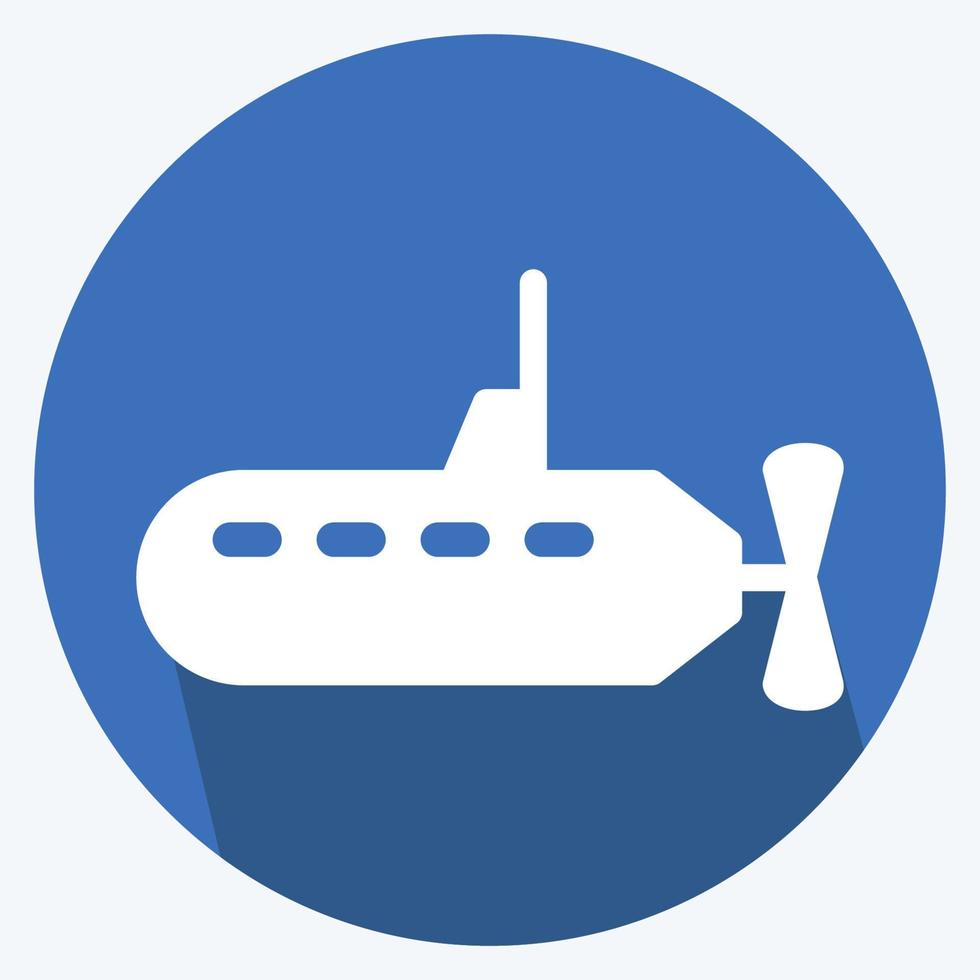icona sottomarino - stile ombra lunga - illustrazione semplice, tratto modificabile vettore