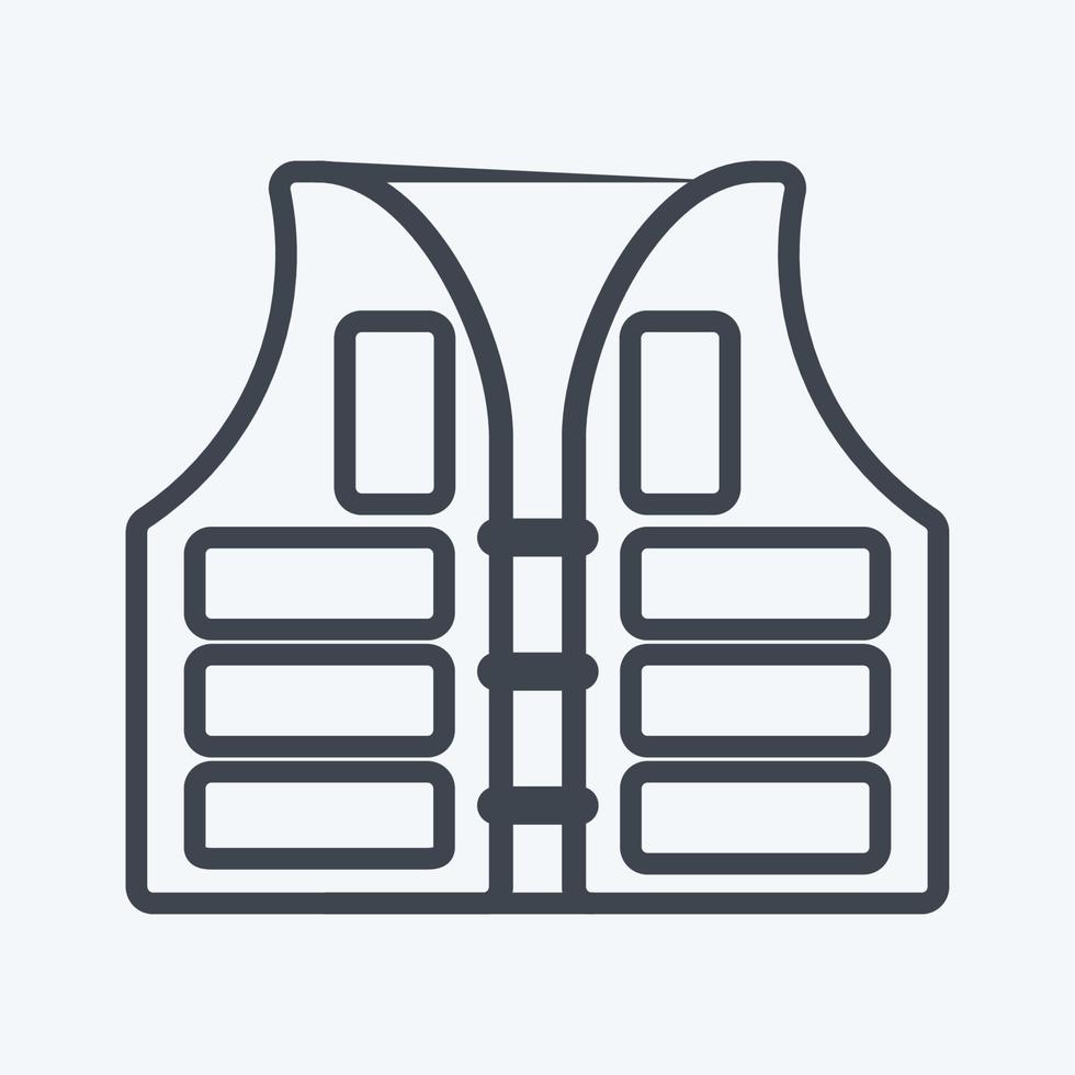 giubbotto salvagente icona - stile linea - illustrazione semplice, tratto modificabile vettore