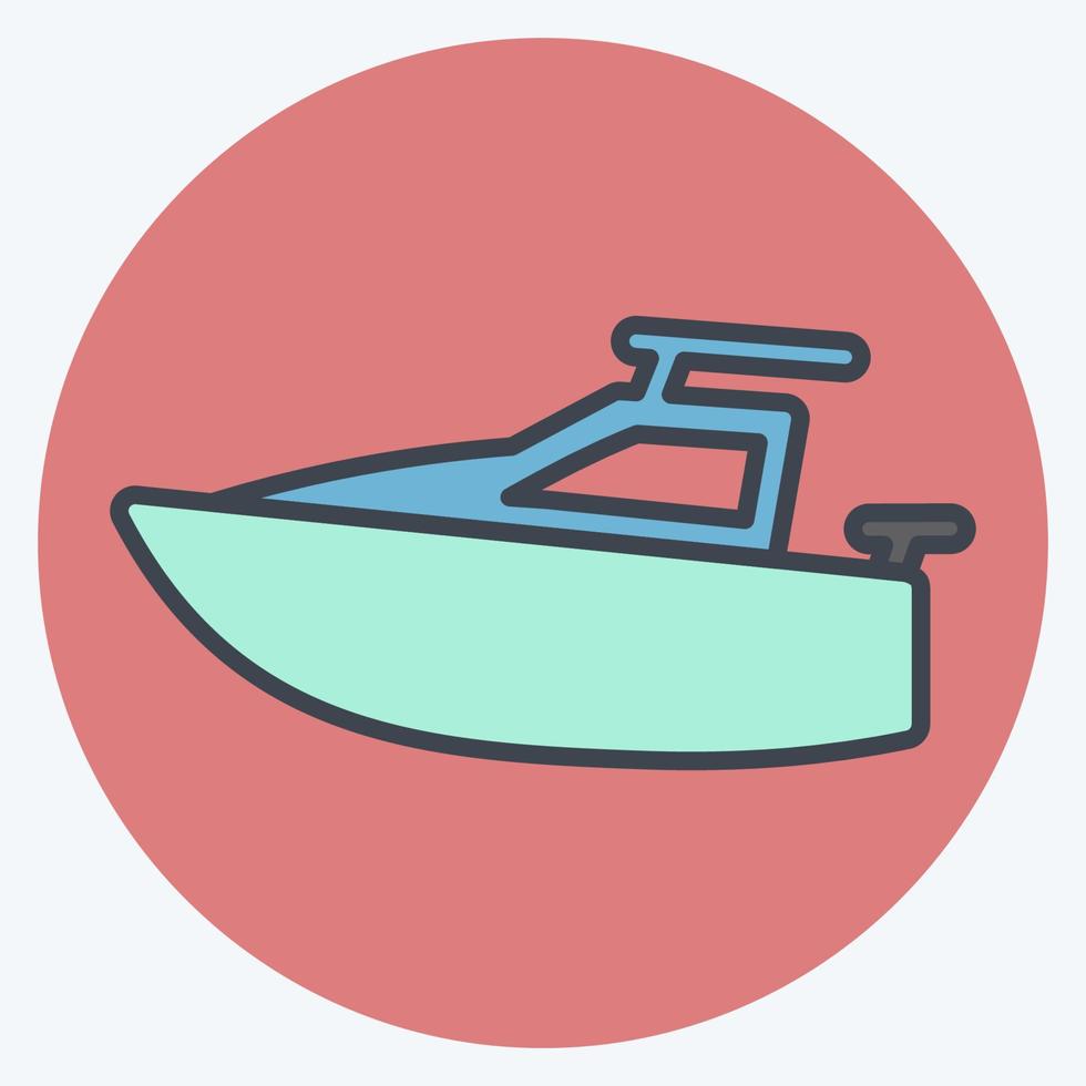 icona yacht - stile compagno di colore - illustrazione semplice, tratto modificabile vettore