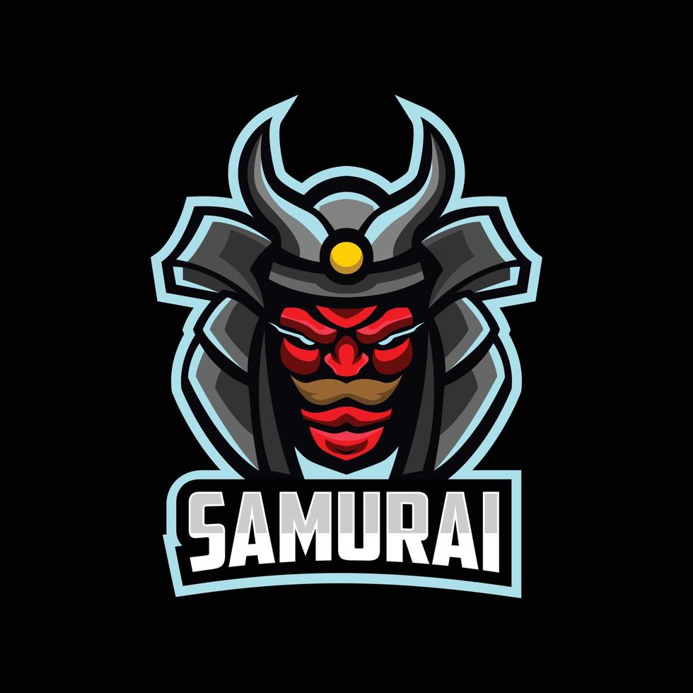 mascotte samurai e design del logo sportivo vettore