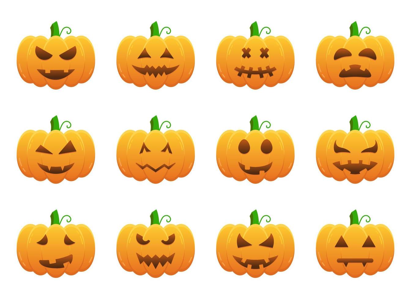 facce spaventose e divertenti per l'illustrazione della zucca di halloween vettore