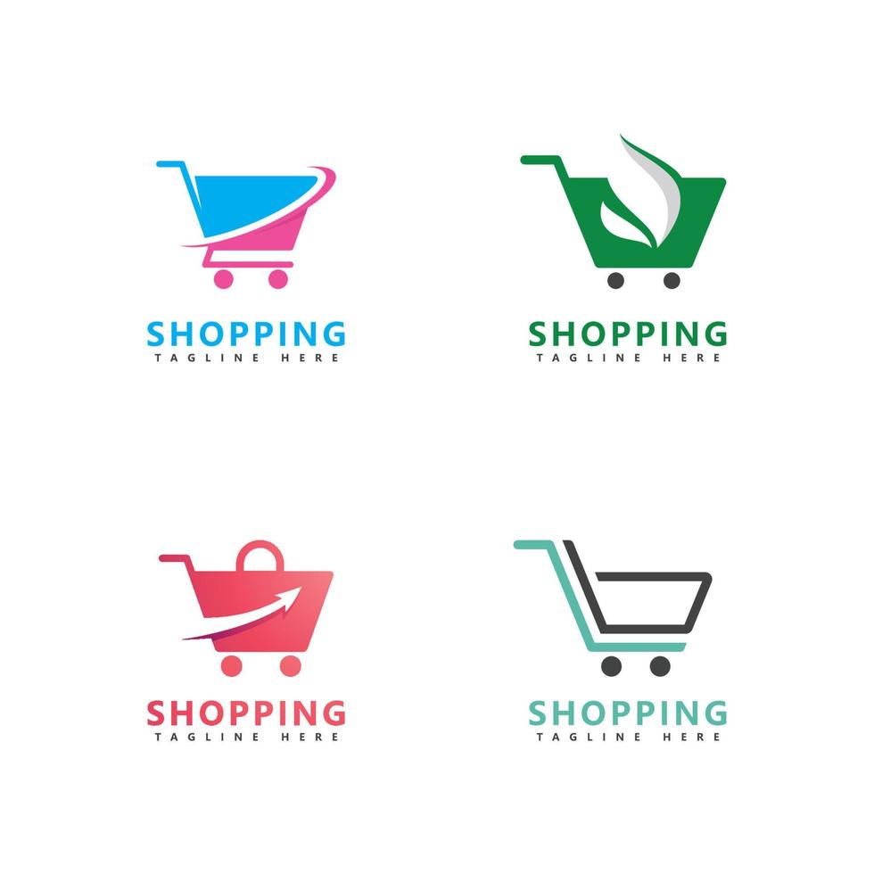 disegno dell'icona del logo del negozio del carrello, modello di vettore dell'illustrazione del carrello della spesa