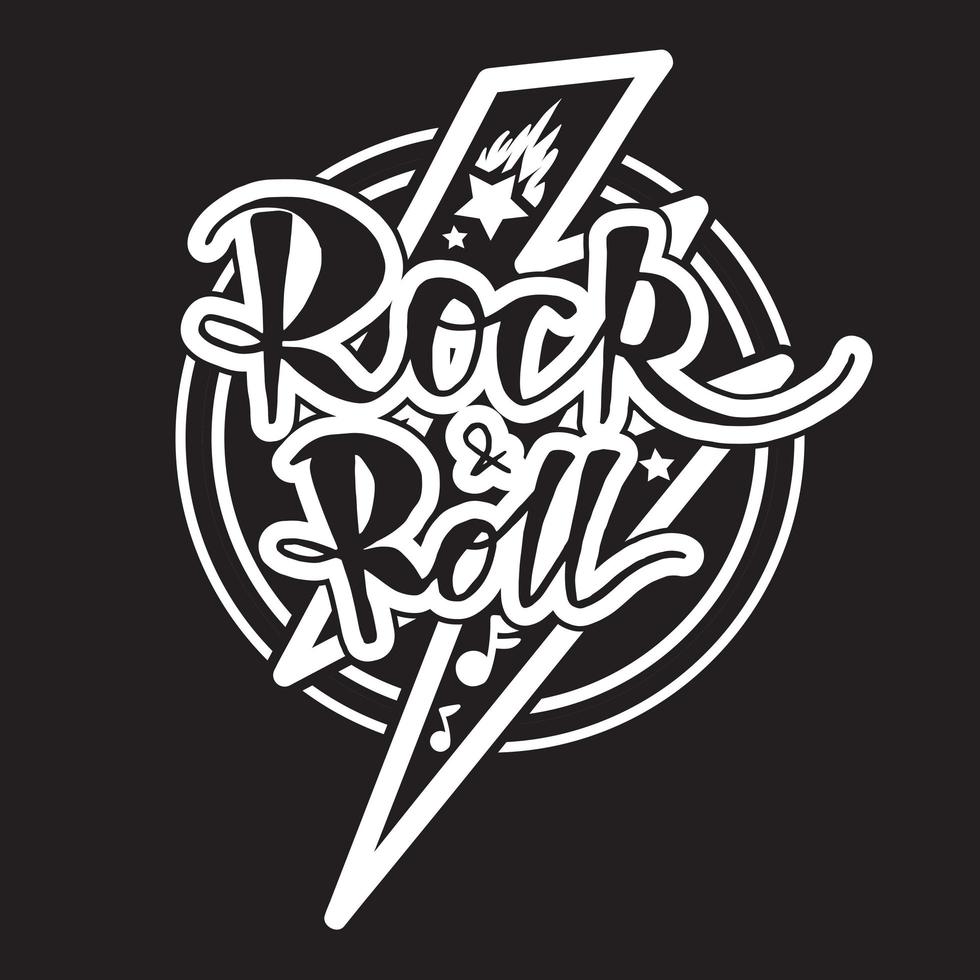 lettering rock and roll vettore