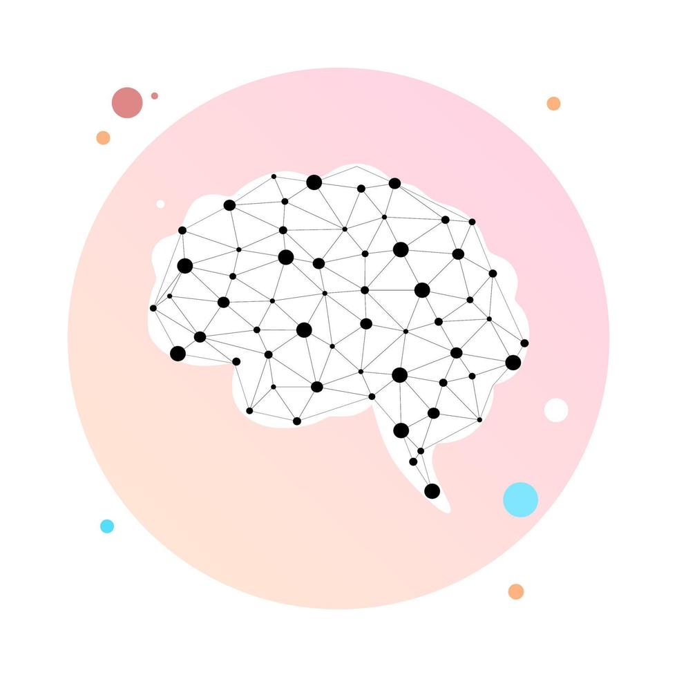 collegamento del cervello moderno punto collegato nell'icona del cerchio. cervello umano digitale, struttura del plesso di particelle, tecnologia futuristica di intelligenza artificiale astratta e illustrazione vettoriale di stock di scienza.