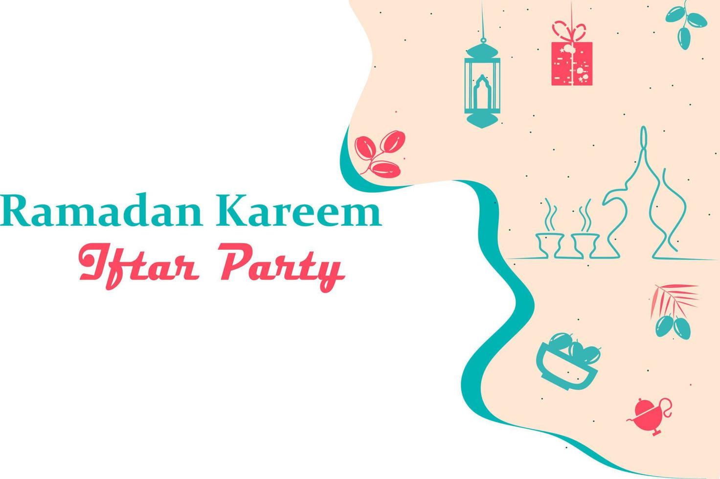 felice tema festa ramadan kareem iftar. può essere utilizzato per sfondo, poster, flyer, infografica, presentazione, progettazione di modelli di layout. concetto di icone islamiche nel vettore piatto moderno.