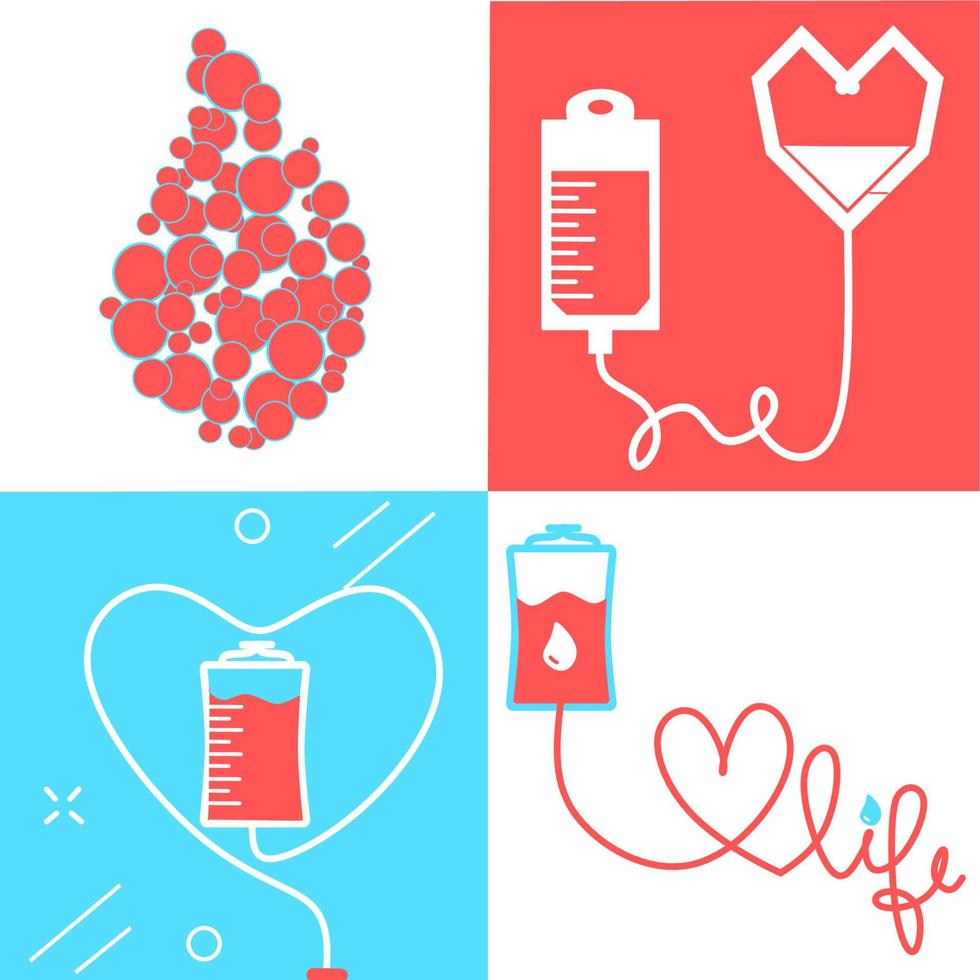 set di una sacca per donazione di sangue con tubo a forma di cuore. formato vettoriale eps10. design del sito web, icona, logo, app, interfaccia utente. illustrazione vettoriale. donatore di sangue mondiale. donare il sangue