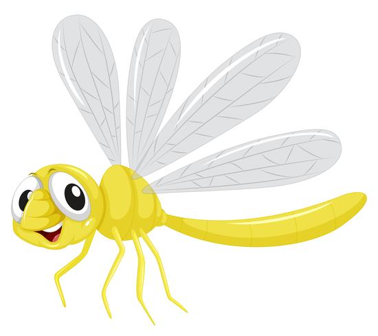 Un personaggio di libellula su sfondo bianco vettore
