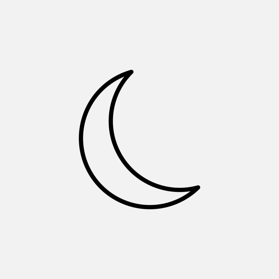 luna, notte, chiaro di luna, icona della linea di mezzanotte, vettore, illustrazione, modello di logo. adatto a molti scopi. vettore