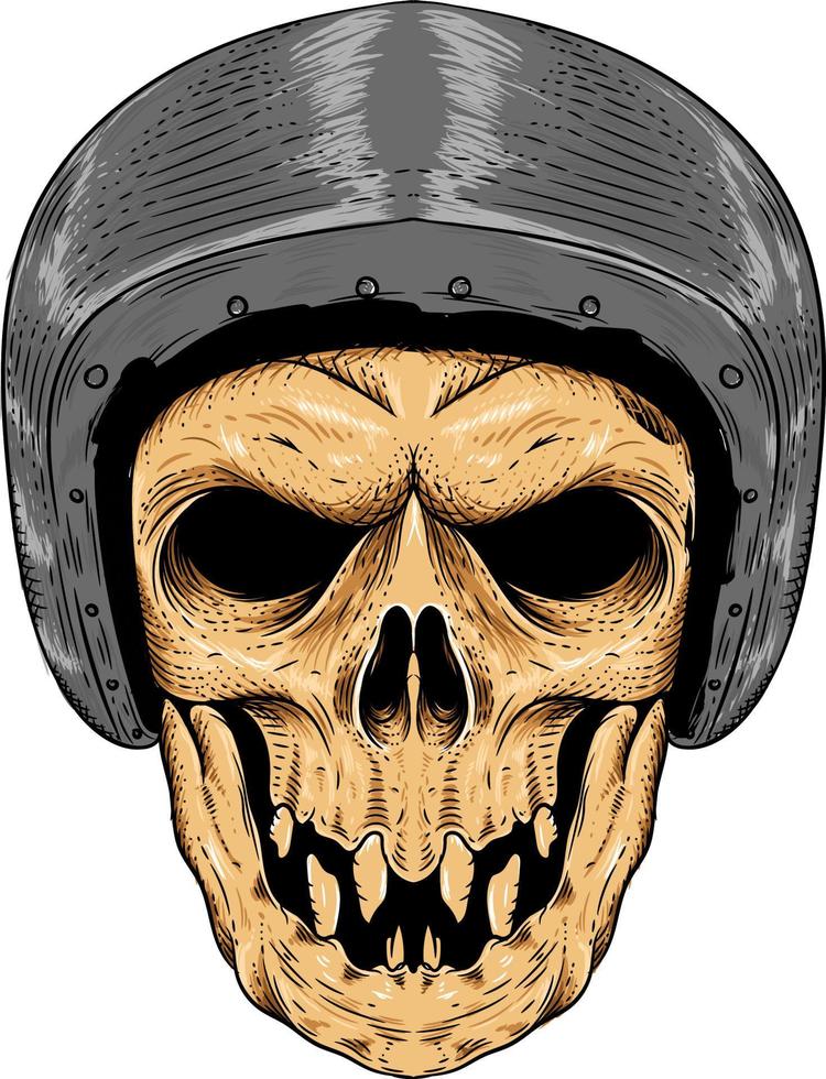 teschio con illustrazione vettoriale casco