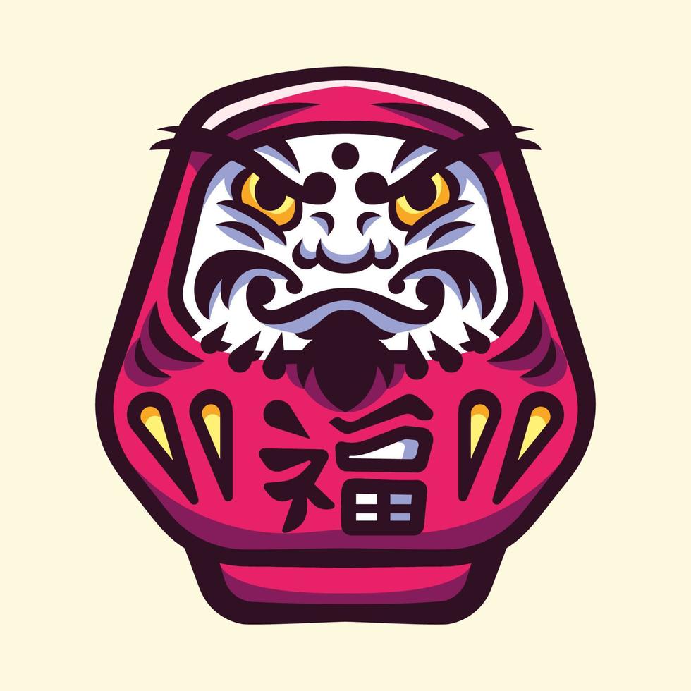 logo dell'illustrazione della bambola daruma giapponese vettore