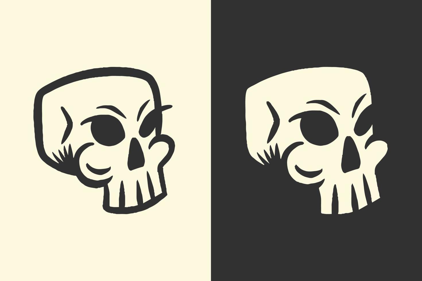 illustrazione di testa di scheletro retrò per il design di t-shirt vettore
