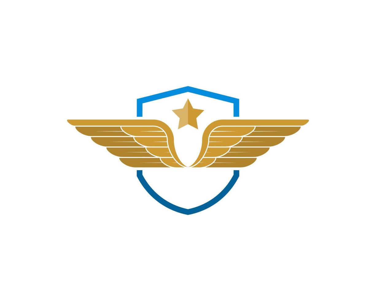 scudo di protezione semplice con ali e stella vettore