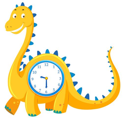 Un orologio di dinosauro su sfondo bianco vettore