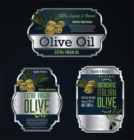 Collezione di etichette retrò di olio d&#39;oliva vettore