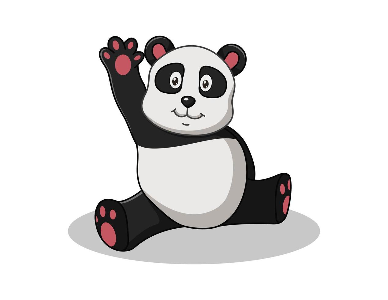 illustrazione vettoriale di simpatico cartone animato panda agitando la mano
