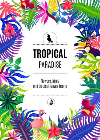 Poster di sfondo cornice paradiso tropicale vettore