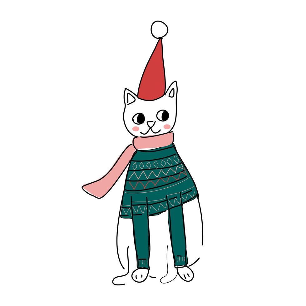 cartone animato di gatto che indossa un maglione vettore