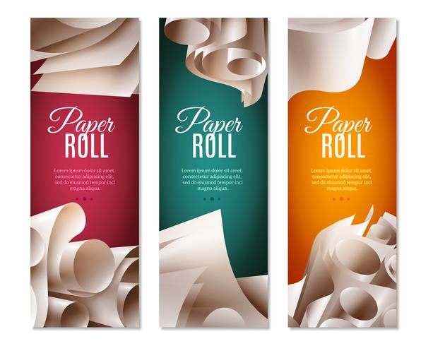 3d rotoli di carta banner vettore