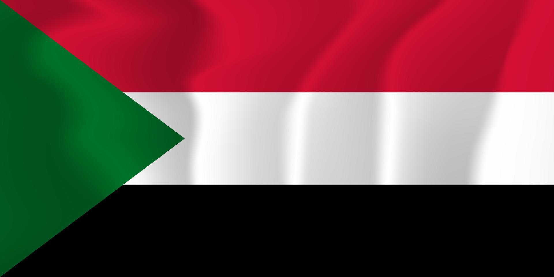 illustrazione di sfondo bandiera sventolante nazionale del sudan vettore