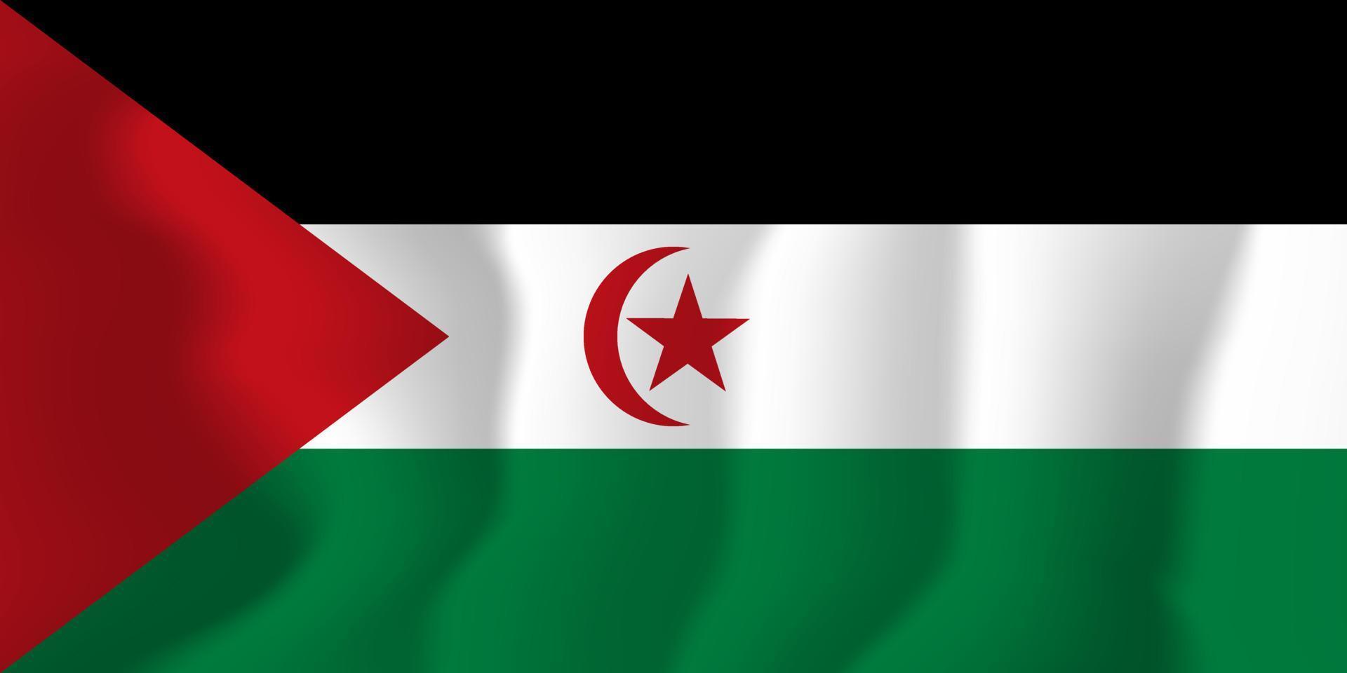 illustrazione di sfondo bandiera nazionale sventolante della repubblica democratica araba sahrawi vettore