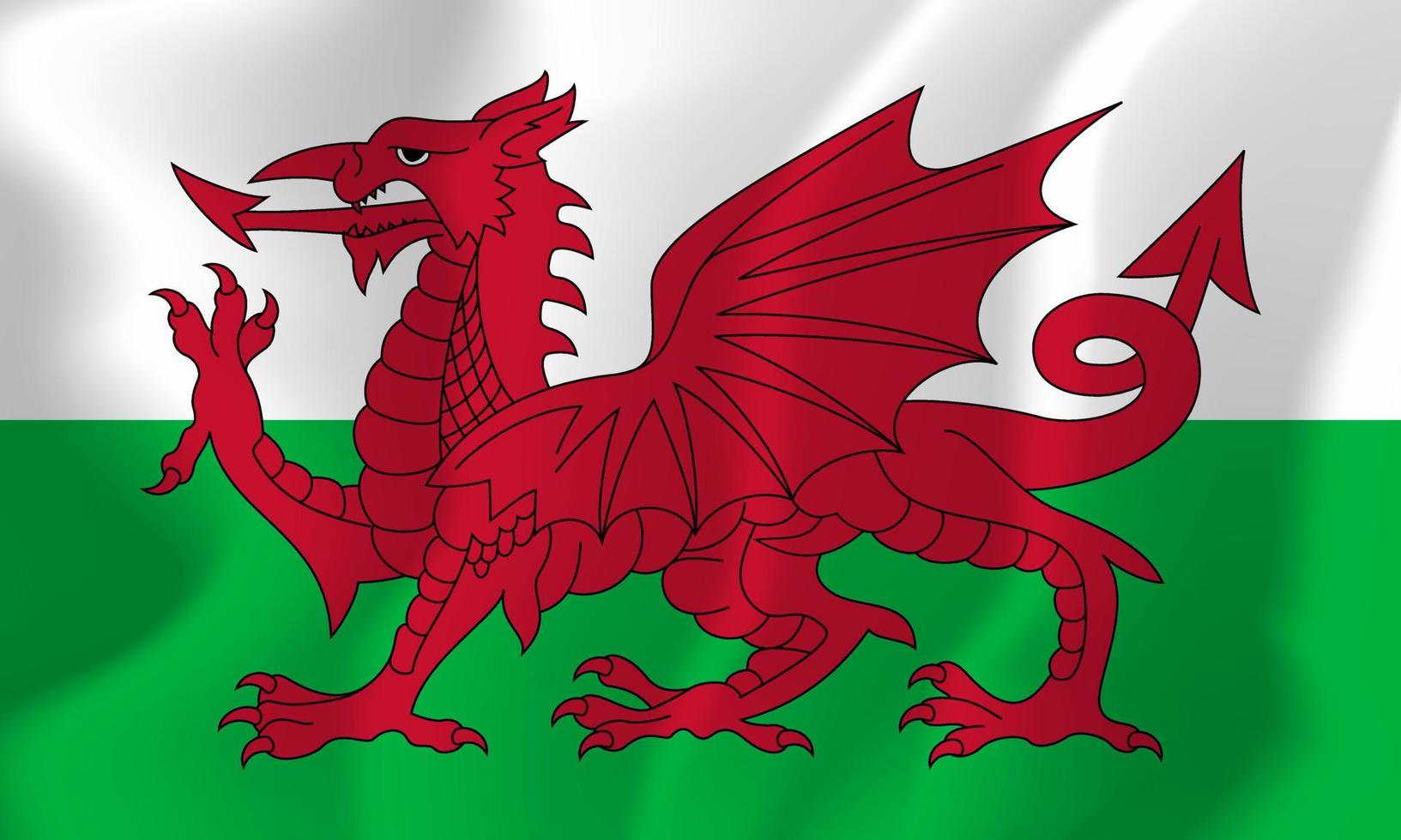 illustrazione di sfondo bandiera sventolante nazionale del Galles vettore