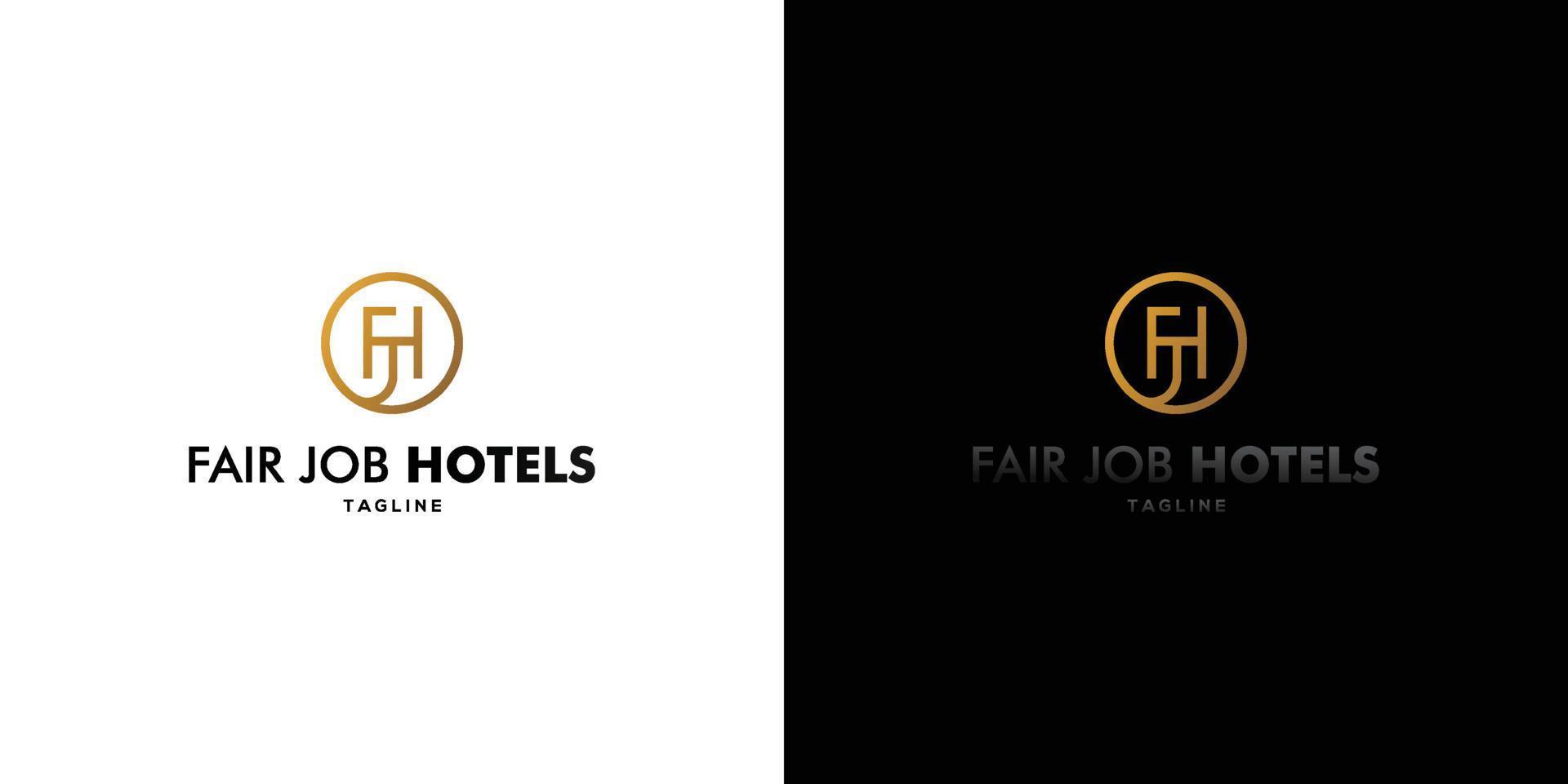 Il logo delle iniziali dell'hotel fjh è un design moderno e lussuoso vettore
