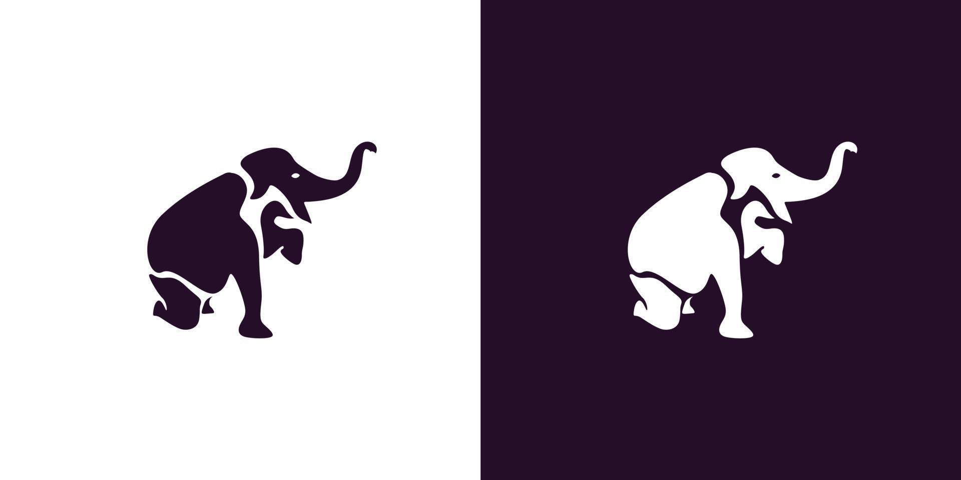 logo dell'illustrazione dell'elefante interessante e divertente vettore