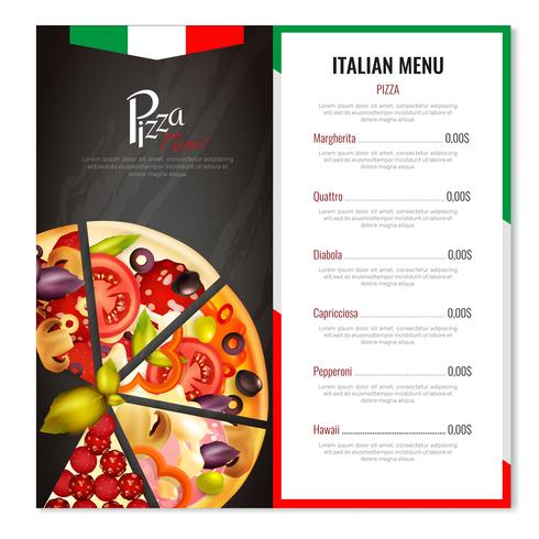 Menu design pizza italiana vettore