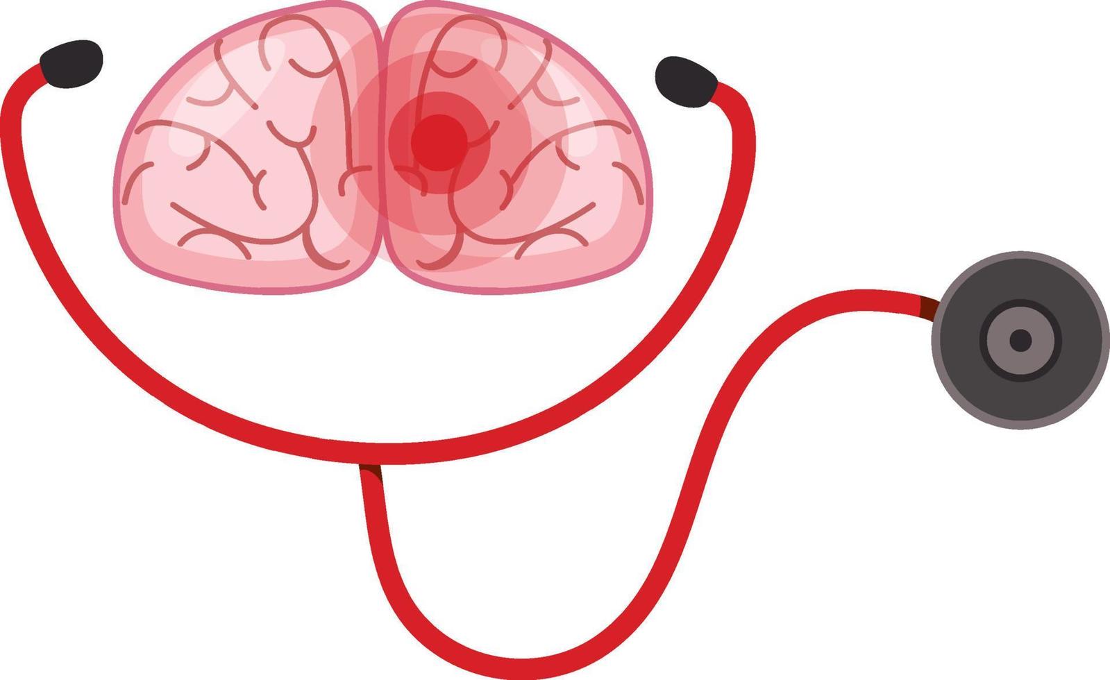 stetoscopio e cervello su sfondo bianco vettore