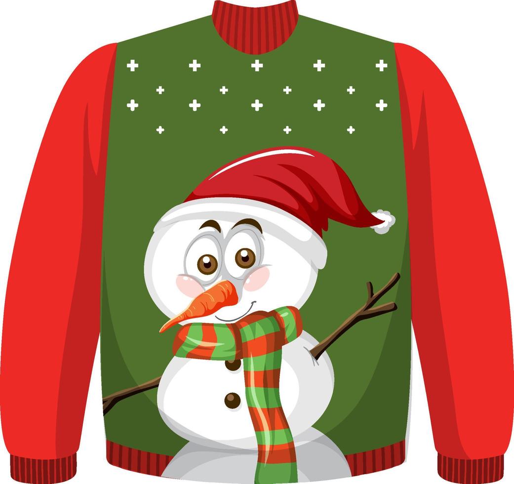 maglione natalizio con motivo pupazzo di neve vettore