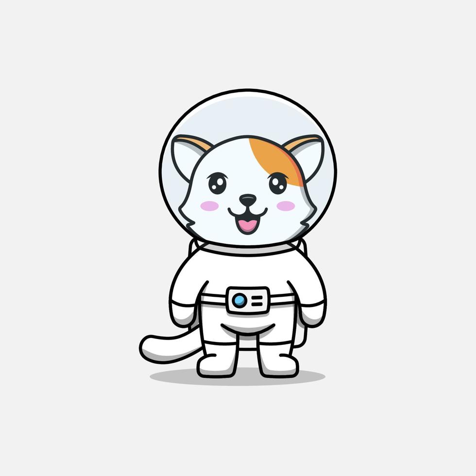 simpatico gatto che indossa una tuta da astronauta vettore