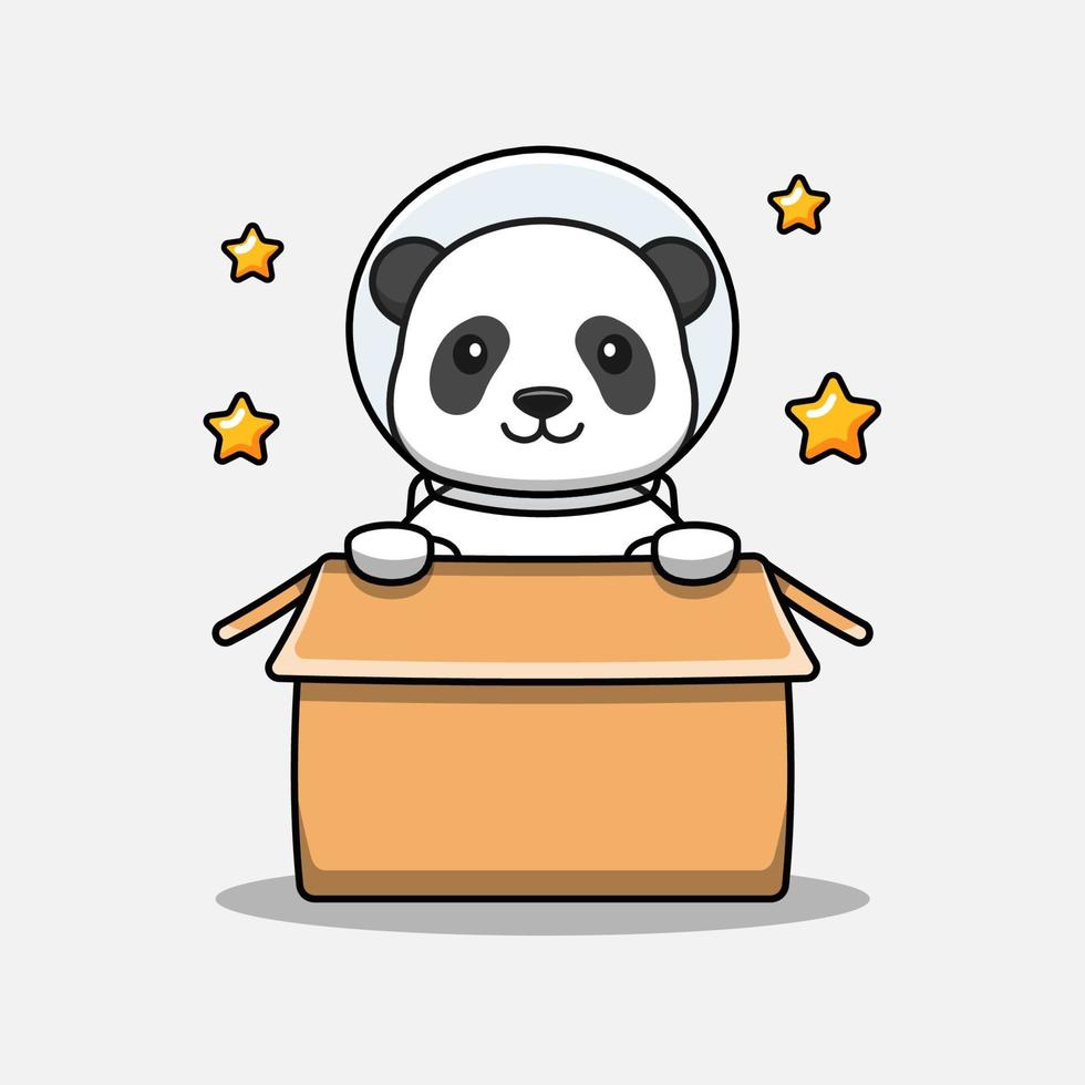 simpatico panda che indossa una tuta da astronauta nel cartone vettore