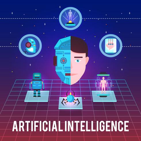 Composizione del fondo del cervello artificiale vettore