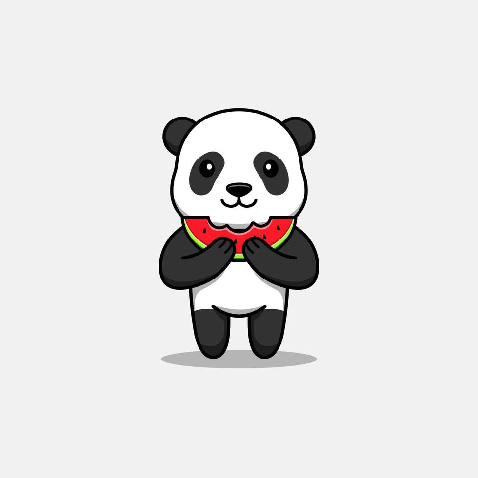 panda carino che mangia anguria fresca vettore