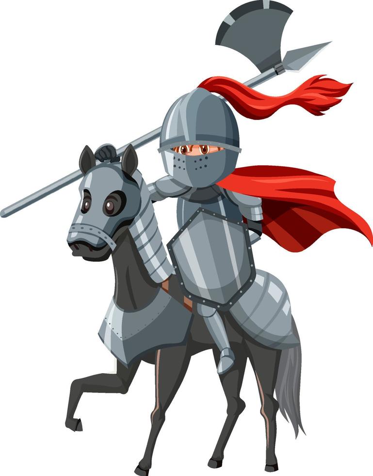 cavaliere medievale a cavallo isolato vettore