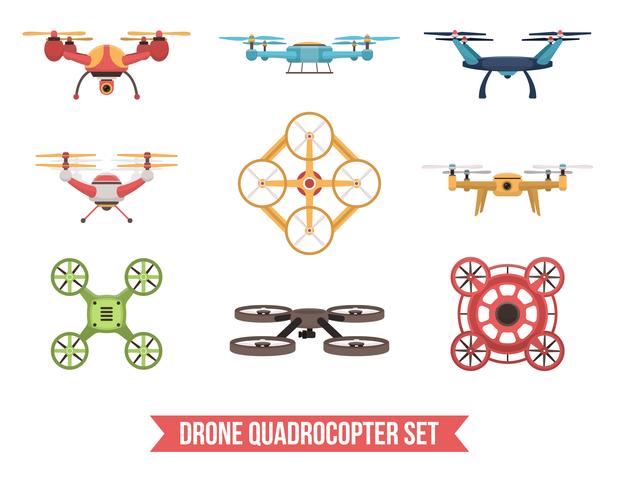 Set Quadrocopter Drone vettore