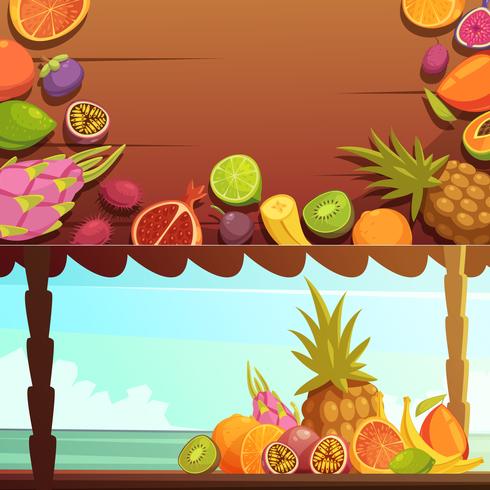 Set di banner di frutta tropicale dell&#39;isola vettore