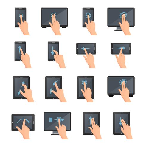 Gesti delle mani su dispositivi digitali Touch vettore