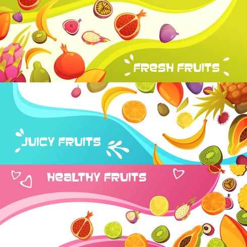 Set di banner orizzontale di frutta fresca vettore