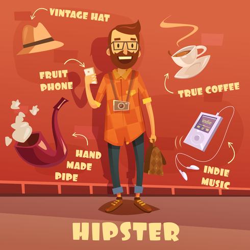 Illustrazione di carattere hipster vettore