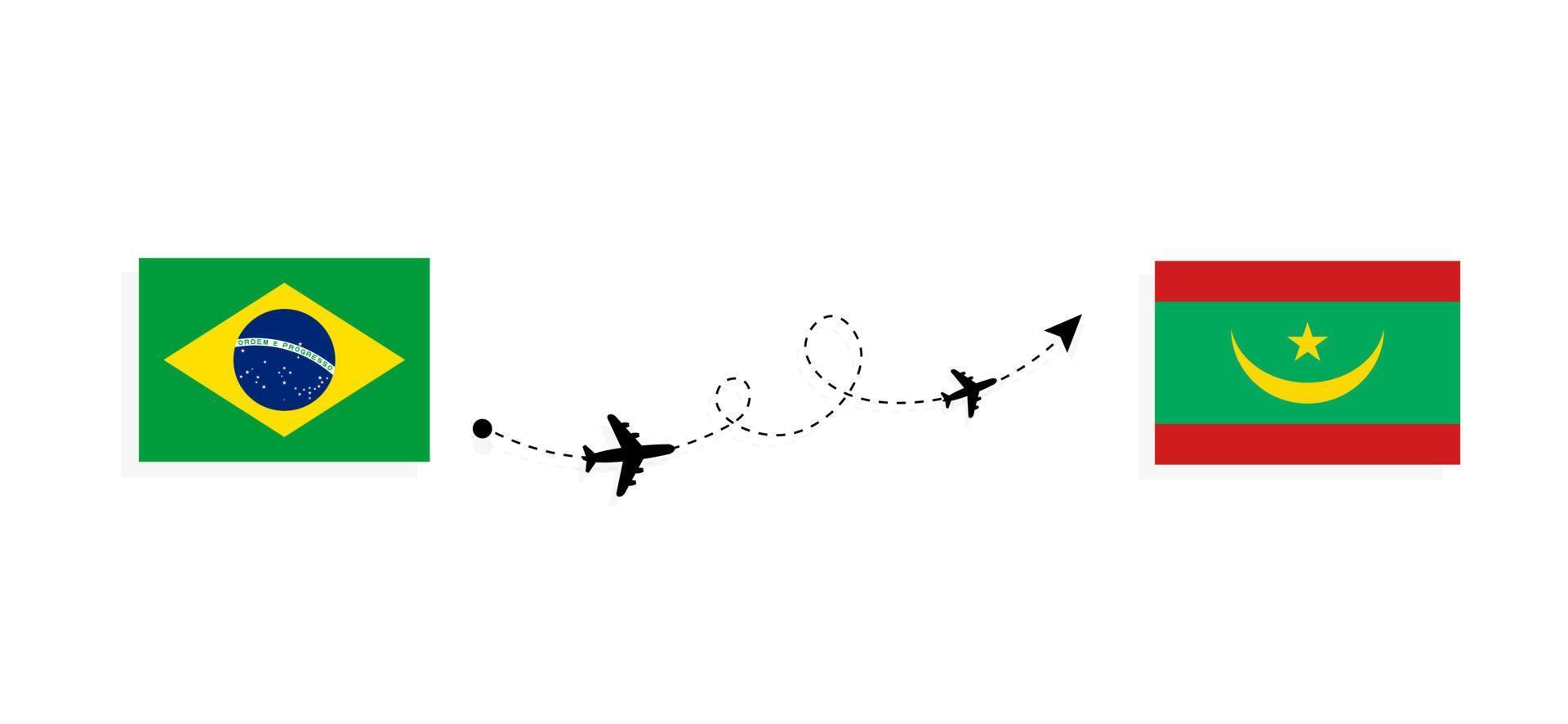 volo e viaggio dal brasile alla mauritania con il concetto di viaggio in aereo passeggeri vettore